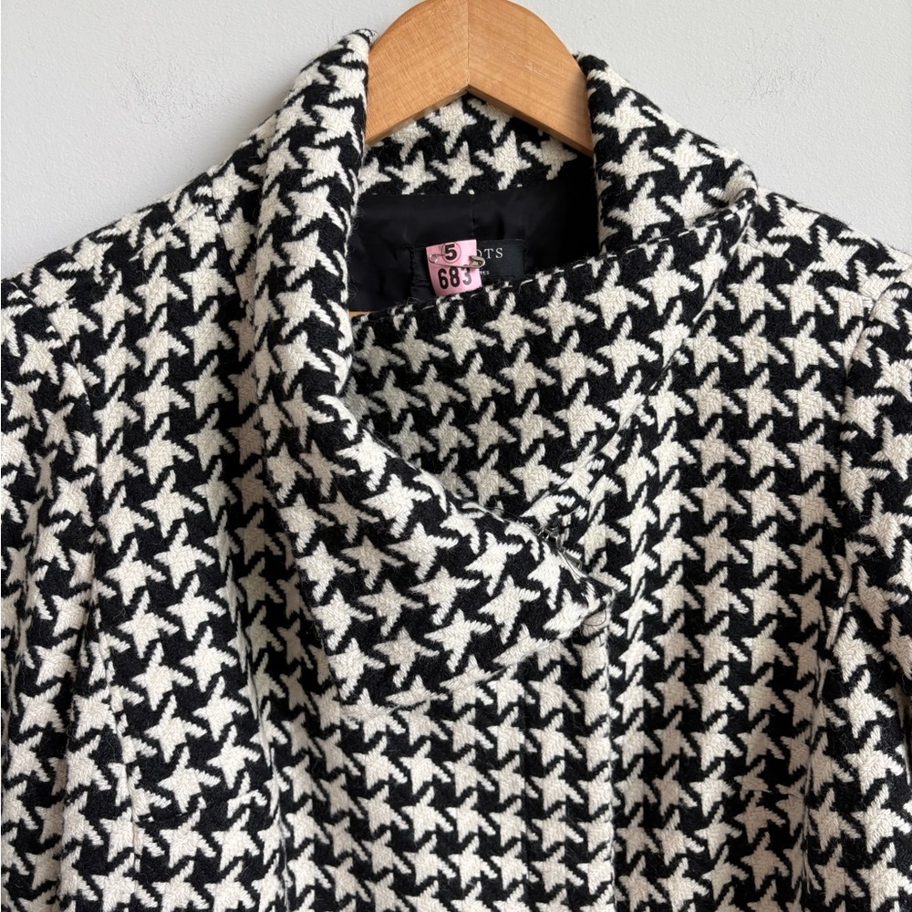 Talbots Houndstooth Wool-Blend Asymmetrical Zip Moto-Style Jacket Size 14WP - Picture 3 of 10